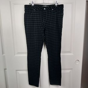 Nanette Lepore Women's 12 Black Velvet Velour Houndstooth Jeggings Leggings